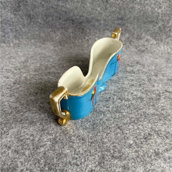 Vintage Noritake Morimura Hand Painted Spoon Holder Caddy - Blue with Parrots - Picture 2 of 12